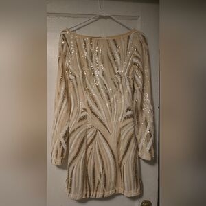 SHEIN Cream gold sequin mini dress